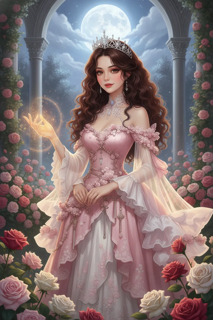 Princess Seraphina with rose light in her hand